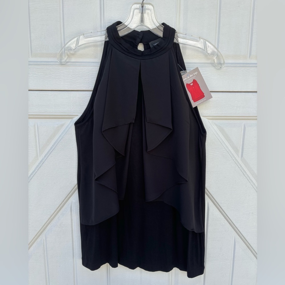 Cable & Gauge Black Sleeveless Blouse NWT Medium Layered Ruffle Work Top Women’s